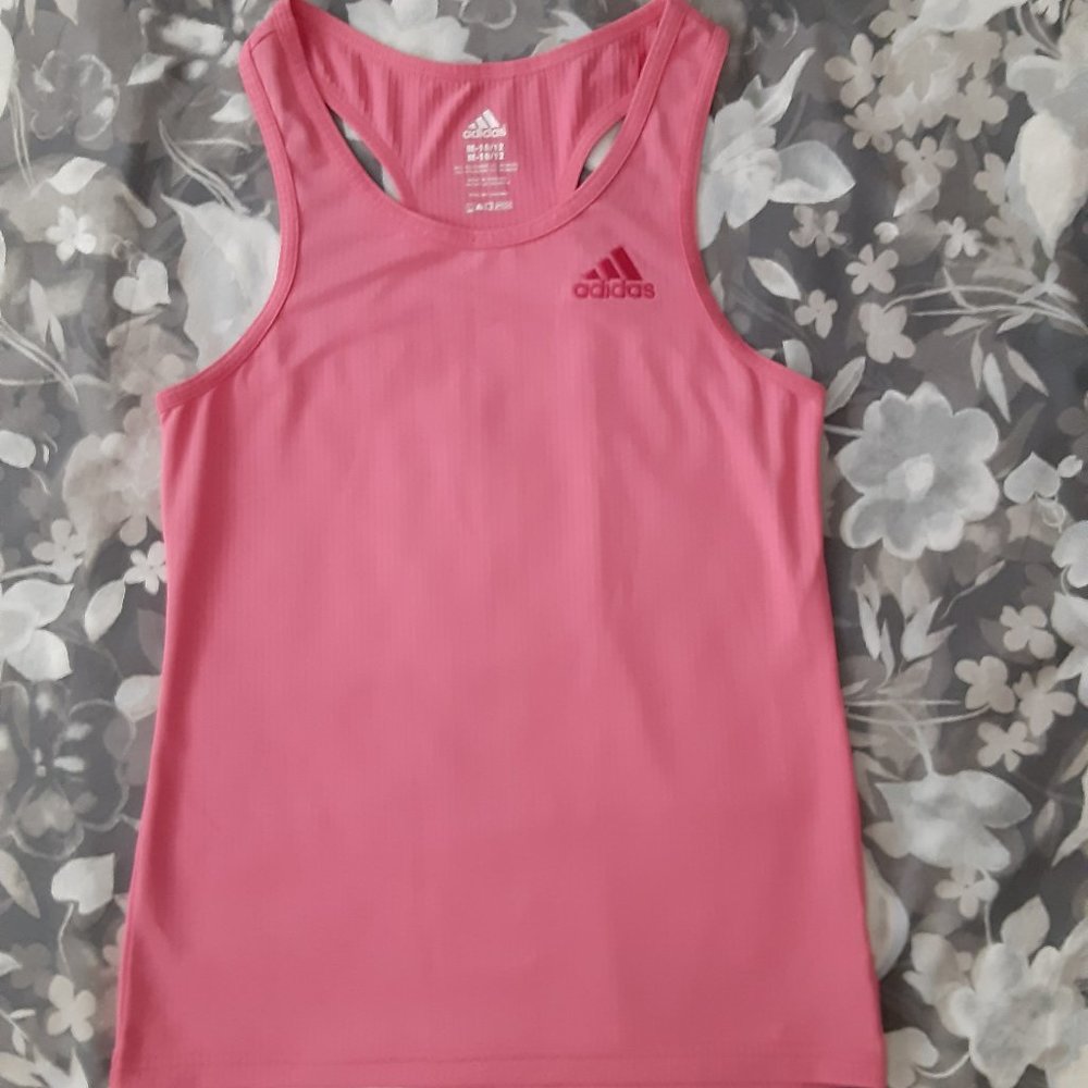 Pink Adidas racer back tank size girls M 10-12